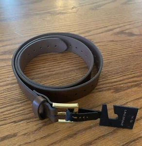 Lane Bryant Sz 14-16 Dark Brown Faux Leather Belt Classic Gold Color Buckle NWT - Picture 1 of 6
