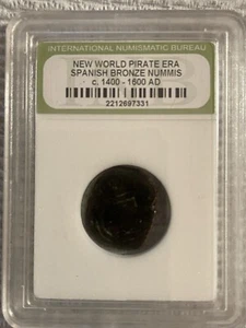 Neue Welt Piraten Ära Spanische Bronze Nummis um 1400-1600 AD - Bild 1 von 3