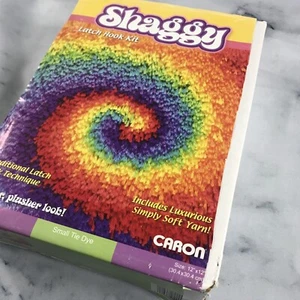 Caron Shaggy Latch Hook Kit ~ Small Tie Dye ~ 12" x 12 " open box - Picture 1 of 5
