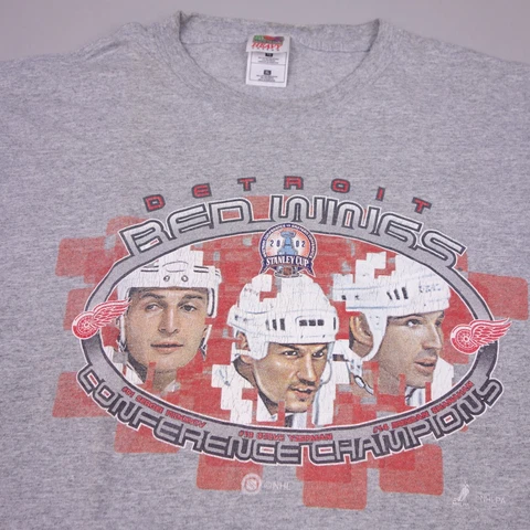 Vintage 2002 Detroit Red Wings Stanley Cup Champions T-Shirt Men's XL Gray Cover