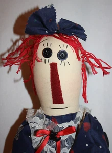 Handgefertigte primitive Raggedy Puppe mit schwarzem Scottie Hund Figur 21 Zoll - Bild 1 von 12