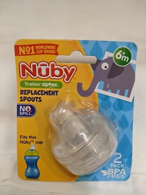 Nuby Trainer Sipeez Replacement Spouts 2 Pack No-Spill Soft Silicone New Sealed - Image 1 of 2