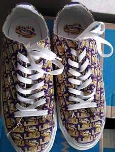 Zapatos de lona Row One LSU Tigers con logotipo talla 7,5 para hombre, mujer 9 usados en excelente estado - Imagen 1 de 5