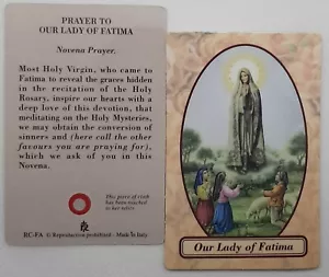 OUR LADY OF FATIMA 3RD CLASS RELIC BLESSED PRAYER CARD #ourladyoffatimarelic - Picture 1 of 1