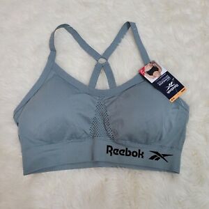 Reebok Womens Seamless Bralette with Mesh Cut Out Green Size L NWT