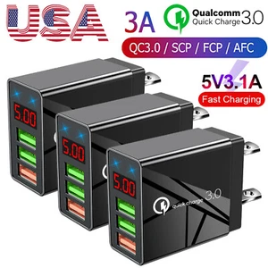 3PACK 3 Port Fast Quick QC 3.0 USB Hub Wall Charger Power Charge Adapter US Plug - Picture 1 of 7