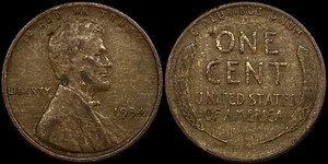 Woody - 1934 Wheat Cent Penny - Improper Alloy Mix Error - Nice Wood Grain! - Picture 1 of 3