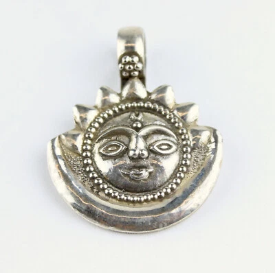 Sonne Anhänger Echt 925 Silber Kettenanhänger Medaillon Yoga Glückbringer heilen - Bild 1 von 2