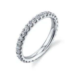 Manfredi Jewels 18K Round Cut 0.97 Ct Platinum Diamond Eternity Band Ring 6" - Picture 1 of 2