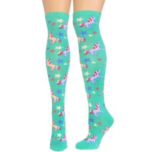 NEW Magical Unicorn Knee High Socks in Aqua Boot Stockings Grunge Goth Lolita