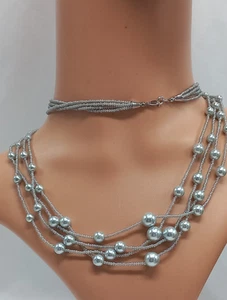 COLLAR Y PULSERA VINTAGE TRIFARI GRIS IMITACIÓN PERLAS - Imagen 1 de 10