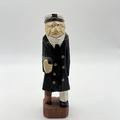 Vintage Hand Carved Wooden Sea Captain Sailor Peg Leg Nautical Figure 6" - Image 1 of 4