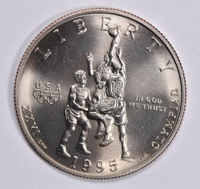 1995 Unc Olympic Basketball Commemorative Half Dollar *1098 - Image 1 of 3