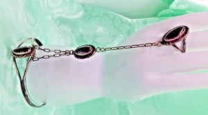 Harem or Slave Sterling Silver Onyx Bracelet Ring Combination, Signed M, Navajo? - Picture 1 of 11