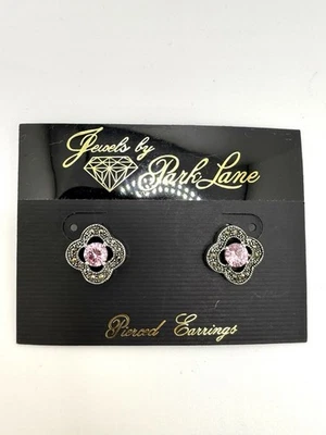 Park Lane Pink Glass Rhinestones Marcasite Style Earrings Pierced New   - Image 1 of 4