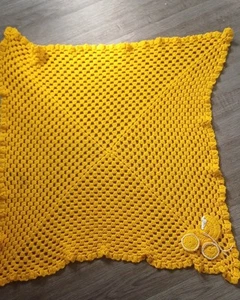 Handmade Crocheted Baby Blanket Yellow - Picture 1 of 6