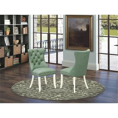 Silla de comedor East West Furniture imitación cuero Parson en verde sauce (juego de 2) Foto 1 de 4