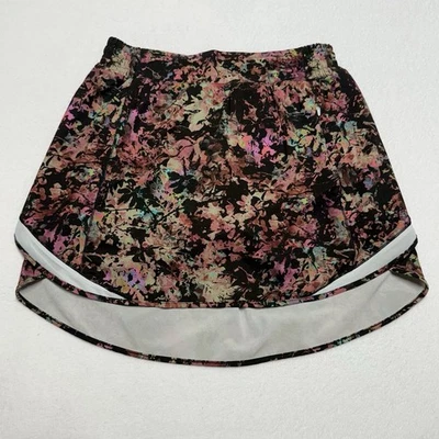 "Falda de tiro alto Lululemon Hotty Hot *Long para mujer 8 negra floral multi forrada 4""" Foto 1 de 4