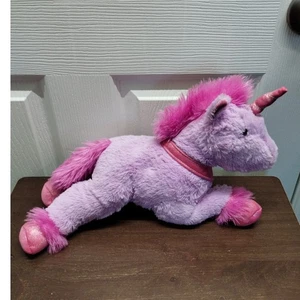 Abbraccio divertente unicorno viola rosa fuzzy criniera coda glitter corno zoccoli peluche - Foto 1 di 9