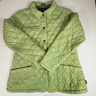 Barbour Quilted Jacket Women Size 10 Green Button Front Pockets Long Sleeve - Image 1 of 4