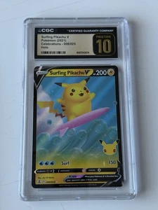 ⚡⚡ CGC 10 Pristine Surfing Pikachu V 008/025 2021 Celebrations Holo Pokemon Karte - Bild 1 von 1