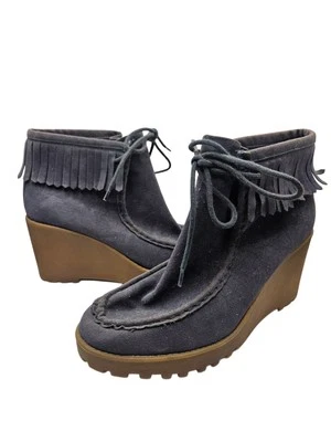 Botas Rocket Dog femininas anabela azul boho retrô clássicas camurça tamanho 9 franja  - Imagem 1 de 4