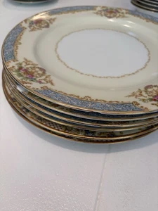 Noritake China 6003 Dinner Plates 10" Chevonia 4 Pcs Gold Trim Floral Print - Picture 1 of 4