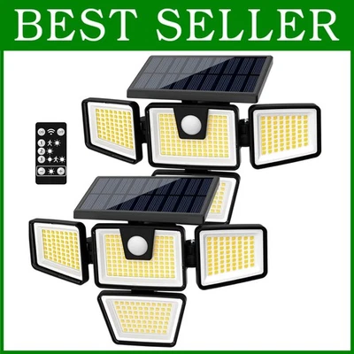 Bright Cordless Solar Motion Lights, 2 Pack Adjustable Heads - Image 1 of 4