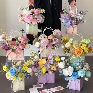 Portable Kraft Paper Flower Gift Box - Wedding Party Valentine's Day - Picture 1 of 14