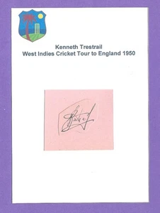 KENNETH TRESTRAIL WEST INDIES CRICKETER 1950 TOUR OF ENGLAND ORIGINAL AUTOGRAPH - Picture 1 of 2