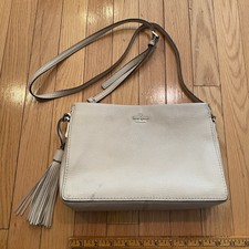 Kate Spade Ivory Pebbled Leather Tassel Crossbody Bag