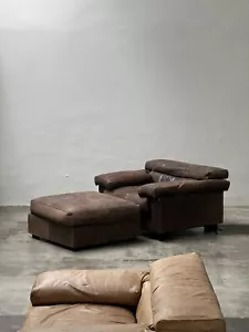 b&b Italia Afra Tobia Scarpa Erasmo Sessel Armchair Leather Design 80s Ottoman - Bild 1 von 18