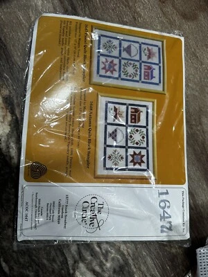 VINTAGE CREATIVE CIRCLE STITCHERY KIT PASTEL QUILT BLOCK SAMPLER 12" X 16" #1647 - Image 1 of 2