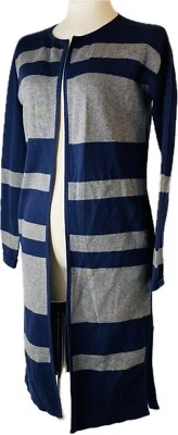 Athleta XXS Reverse Explore Open Cardigan Navy Blue Gray Stripes and Solid Pkts - Image 1 of 4