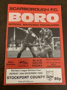 1990 Scarborough V Stockport County English Football/soccer Programme - Picture 1 of 2
