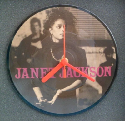 JANET JACKSON PICTURE DISC CLOCK Wall / Desk PD7090 LET'S WAIT Original 7" Clock - Image 1 of 3