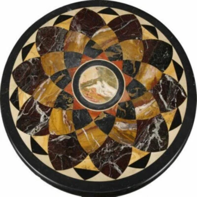 Mesa de centro de mármore preto 12" design antigo embutido sofá de trabalho mesa lateral - Imagem 1 de 4