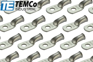 50 Lot 6 AWG 1/4" Hole Ring Terminal Lug Tin Plated Copper Uninsulated Gauge - Picture 1 of 7