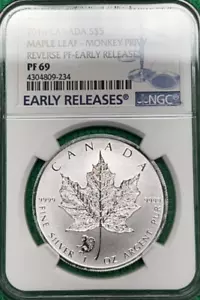 2016 Canada $5 Maple Leaf Monkey Privy Reverse Proof Early Release NGC PF 69 - Picture 1 of 10