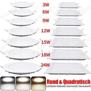 LED Panel Deckenleuchte Einbaustrahler Leuchte Deckenlampe Wandleuchte Ultraslim - Bild 1 von 19