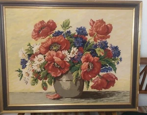 Handgesticktes Gobelin Bild 75 x 60 cm Mit Holzrahmen - Bild 1 von 4