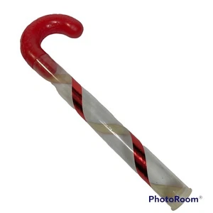 Vintage Weihnachten Süßigkeitenstock Süßigkeitenhalter rot oben Folie Streifen Kunststoff - Bild 1 von 7
