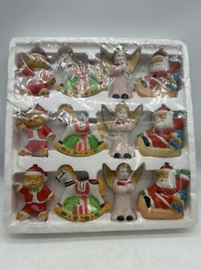 12 Ceramic Vintage Christmas Tree Hanging Ornaments New / Old Stock - Picture 1 of 10