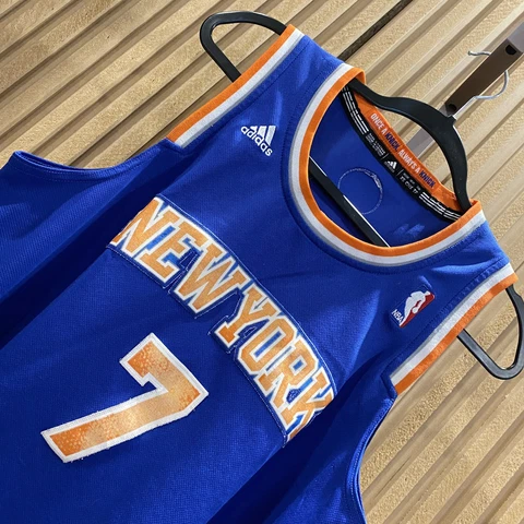 vintage Adidas Shirt Extra Small Blue NEW YORK KNICKS CARMELO ANTHONY #7 Mens Cover