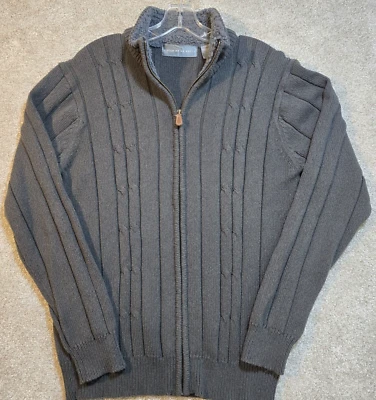 Suéter Oscar De La Renta Tejido con Cable Gris Cremallera Completa Cuello Alto Imitación Piel Para Hombre L Foto 1 de 4