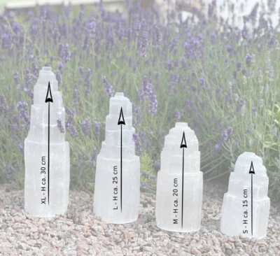 Selenit Turm weiß Edelstein Lampe Kaskade Pyramide 15-30 cm / 464 - Bild 1 von 4