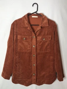 Sugar Rain size S rust corduroy shirt/jacket button front long sleeves pockets - Picture 1 of 9