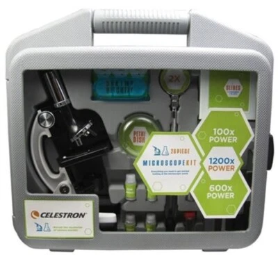 Celestron Beginner Microscope 28 Piece Kit Magnification 100x-1200x #44120  (UK) - Image 1 of 4