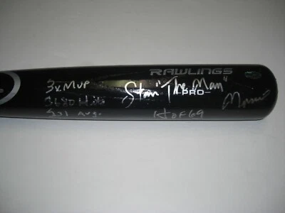 STAN MUSIAL STLOUIS CARDINALS,HOF 69 FULL STATS STAN/COA SIGNED BIG STICK BAT - Image 1 of 3