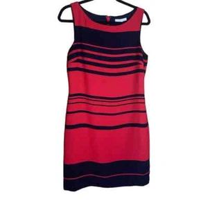 Banana Republic Women's Red & Navy Stripe Sleeveless Sheath Work Dress Size 6  - Picture 1 of 8